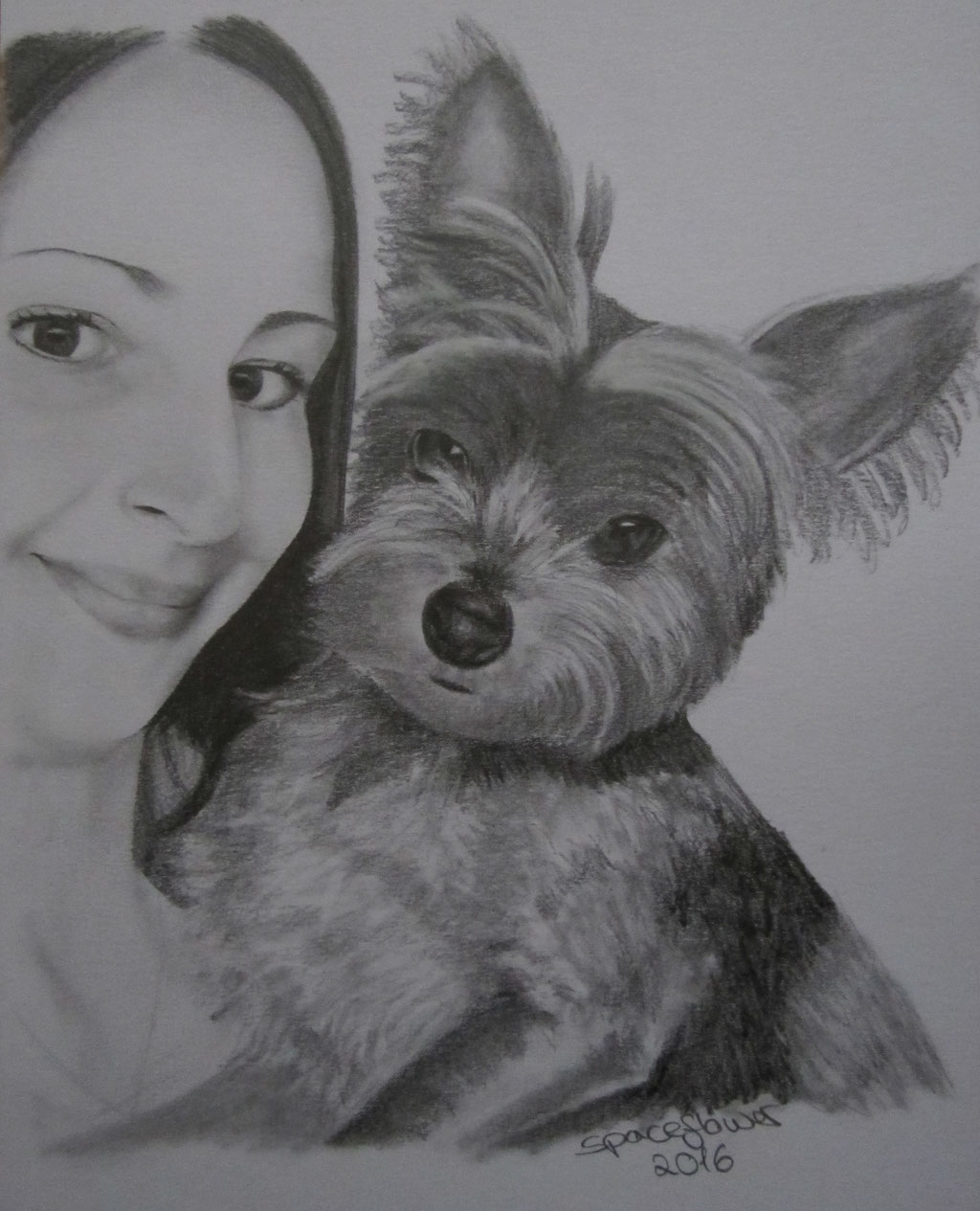 A4 Portrait junge Frau mit Hund