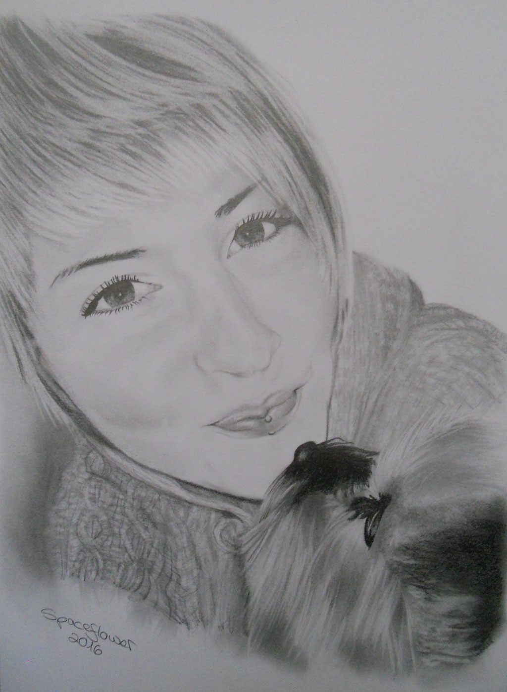 A3 Portrait junge Frau mit Hund