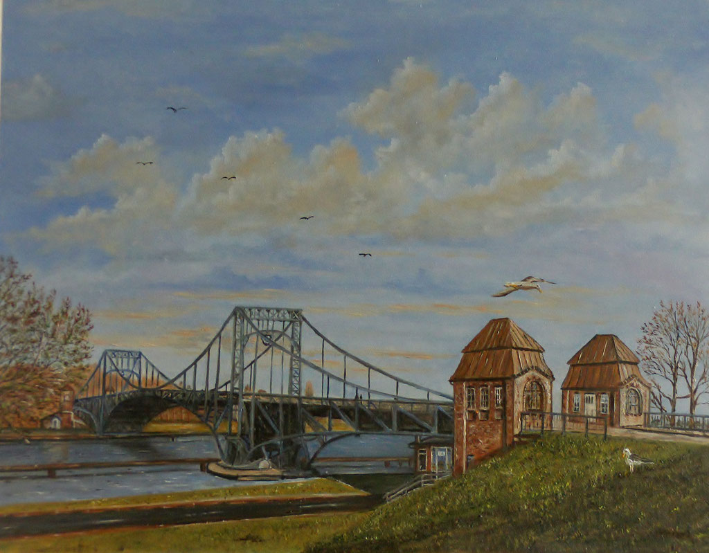 Kaiser-Wilhelm-Brücke-Wilhelmshaven (Öl auf Platte 24 x 30 cm)Emons,