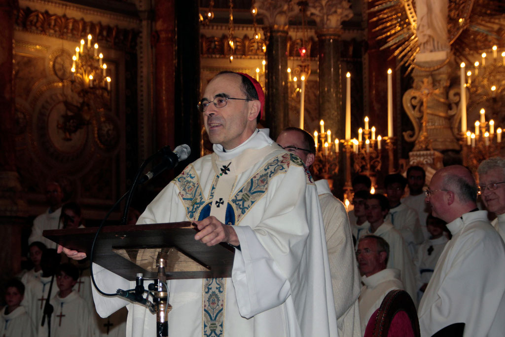 Le Cardinal Philippe Barbarin, archevêque de Lyon, lors du renouvellement du voeu des Echevins - Basilique de Fourvière - Lyon - 08 Sept 2013 © Anik COUBLE