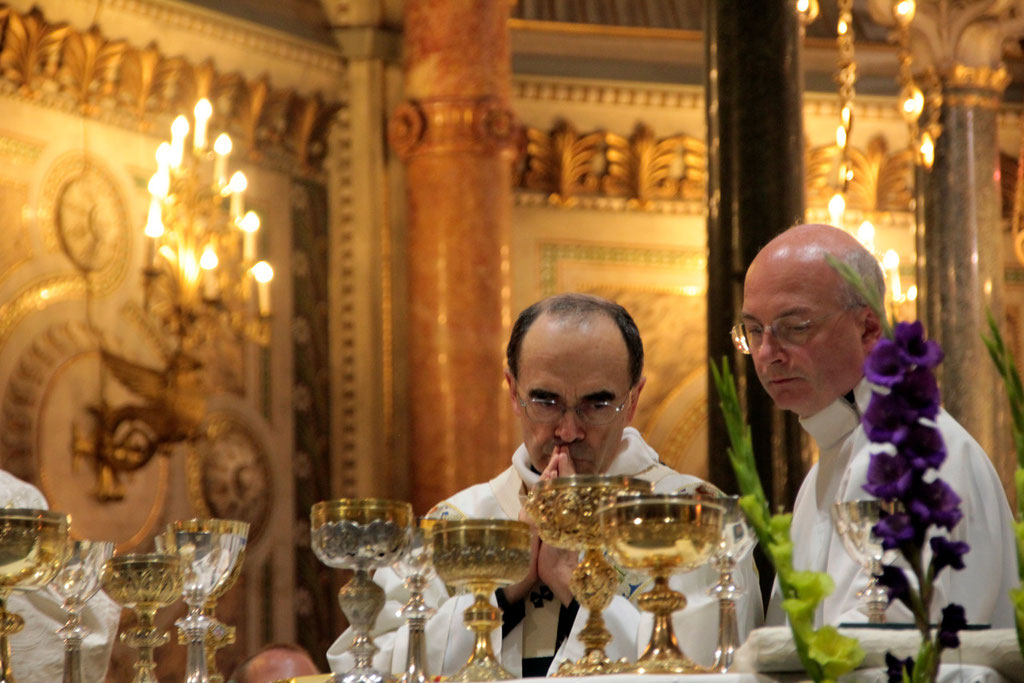 Le Cardinal Philippe Barbarin, archevêque de Lyon, lors du renouvellement du vœu des Echevins - Basilique de Fourvière - Lyon - 08 Sept 2013 © Anik COUBLE