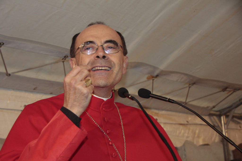 Le Cardinal Philippe Barbarin, archevêque de Lyon, lors du renouvellement du vœu des Echevins - Musée de Fourvière - Lyon - 08 Sept 2013 © Anik COUBLE