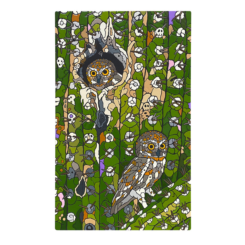 「内と外」素材　アクリル・他/木製パネル　サイズ　530ｘ333mm　2021