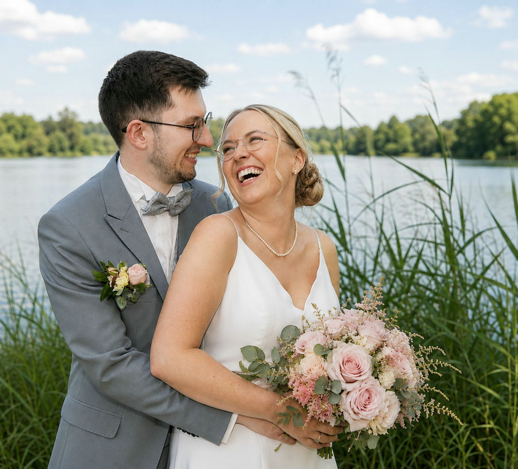 Spaß beim Paarshootinmg - Hochzeitsfotografie auf dem Hof von Laer