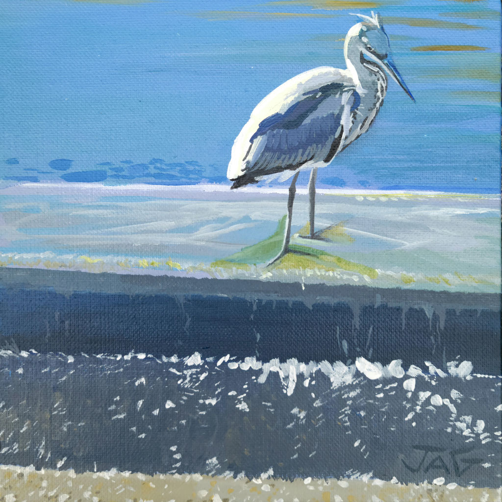 'Down by the river' acrylic on canvas, 2024, 20 x 20cm - Available - SOLD