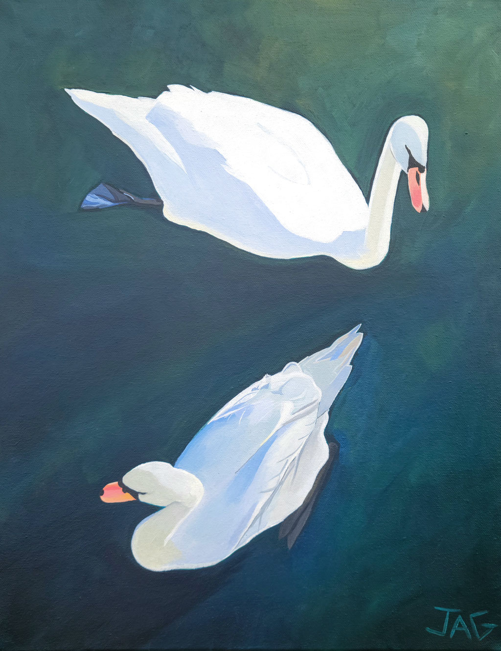 'Swan Song' acrylic on canvas, 2024, 40 x 50cm - Available (price on request)