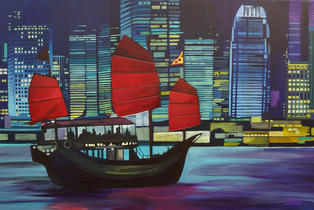 'Fragrant Harbour' acrylic on canvas, 2020, 90 x 60cm - SOLD