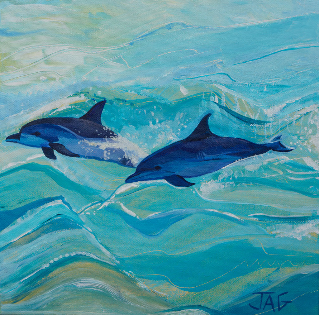 'Porpoising' acrylic on canvas, 2023, 30 x 30cm - Available - SOLD