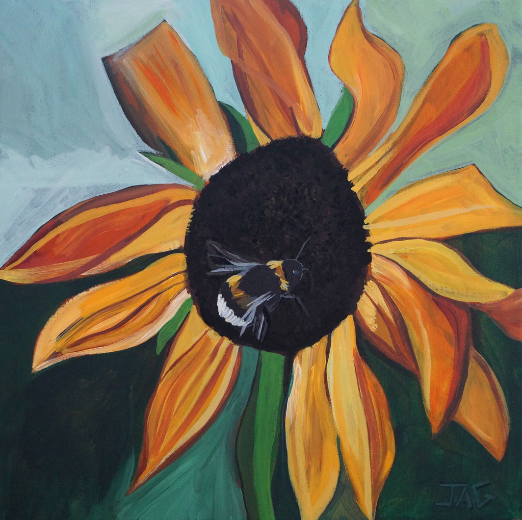 'Sun Buzz' acrylic on canvas, 2020, 40 x 40cm - SOLD
