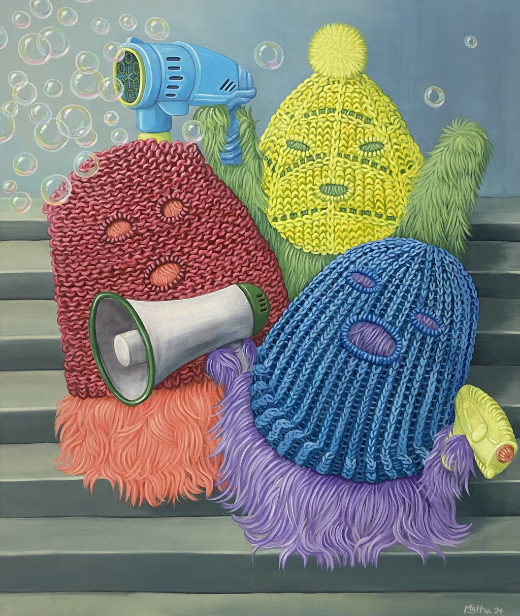 Make some noise, sisters!, 130 x 110 cm, Eggtempera on Canvas
