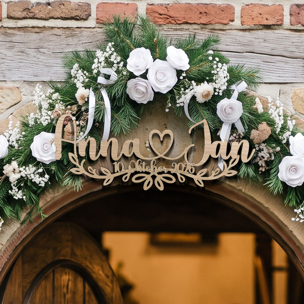 Brautpaar Namen am Hochzeitskranz
