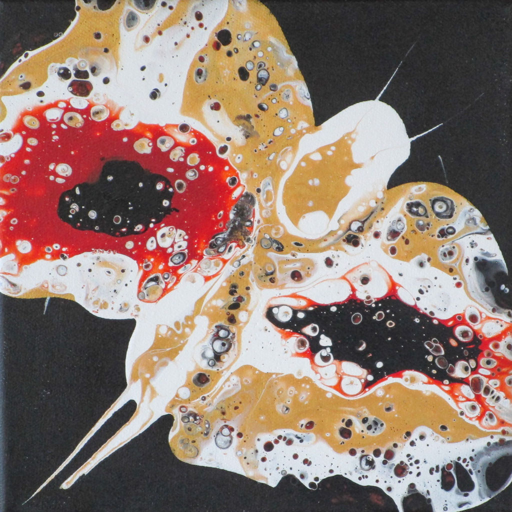 "Schmetterling" Acryl auf Leinen (Pouring), 20x20cm
