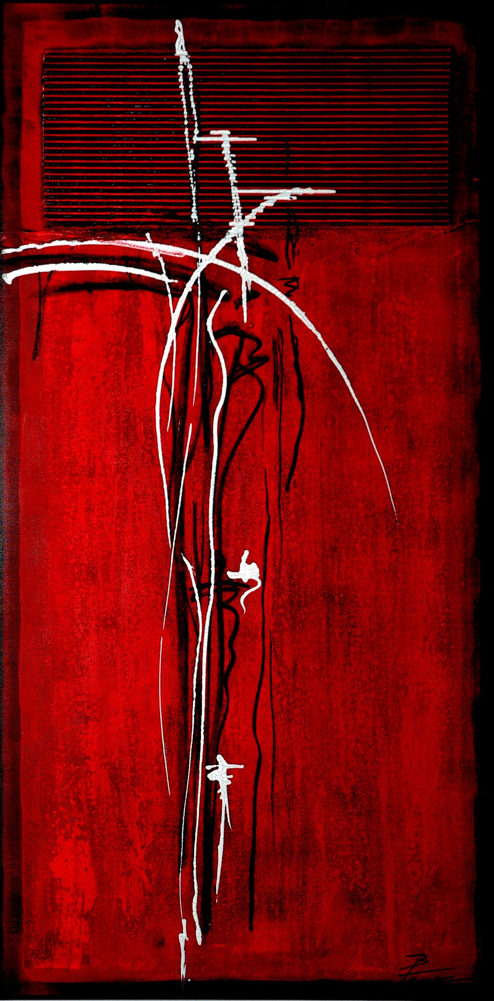 "Gegenpol in rot" 100x50cm