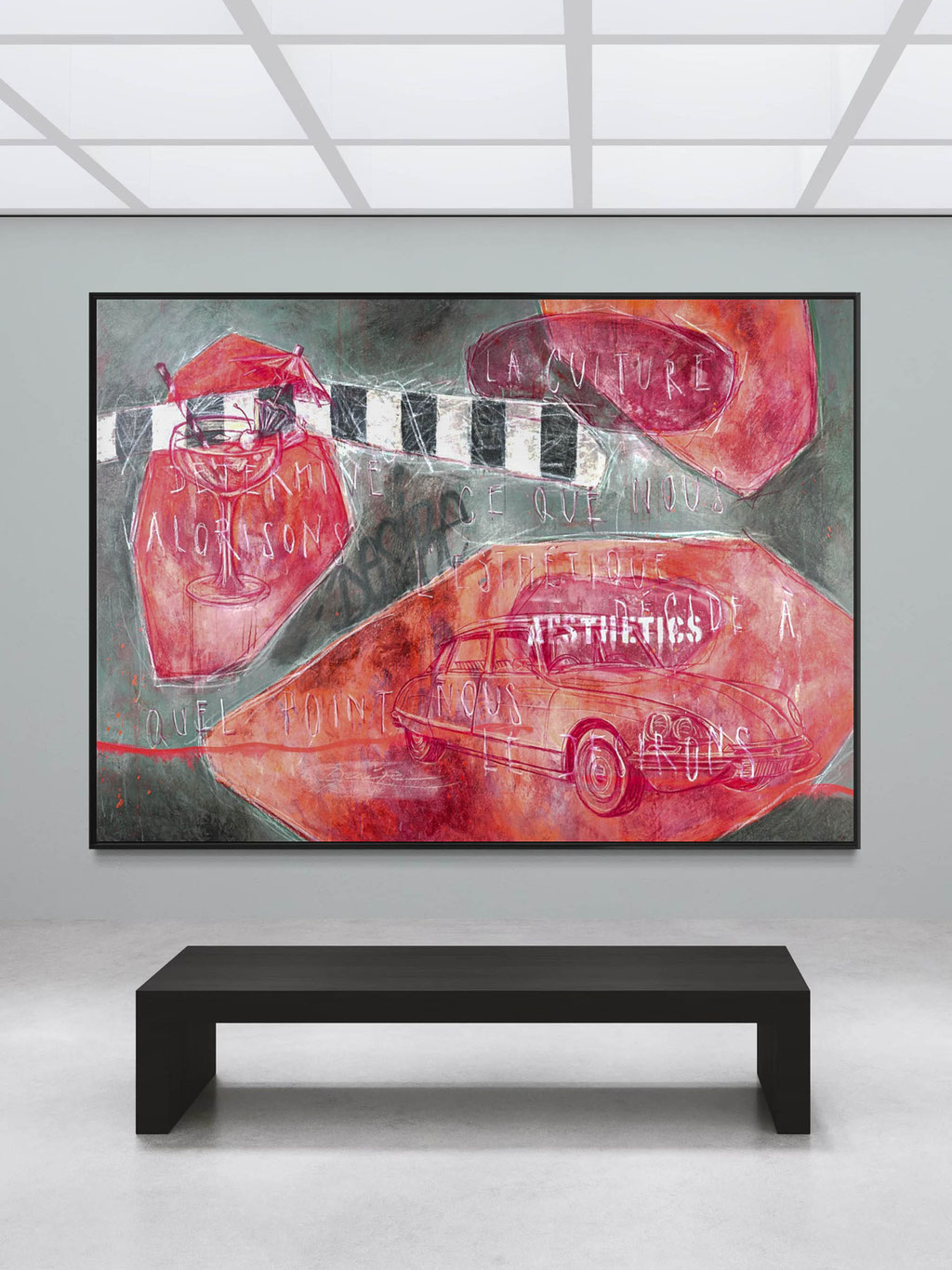 ("Kultur bestimmt, was wir schätzen; Ästhetik entscheidet darüber, wie sehr wir es begehren.")  2026  Technik: Mixed Media auf Leinwand  Format: 210 x 150 cm