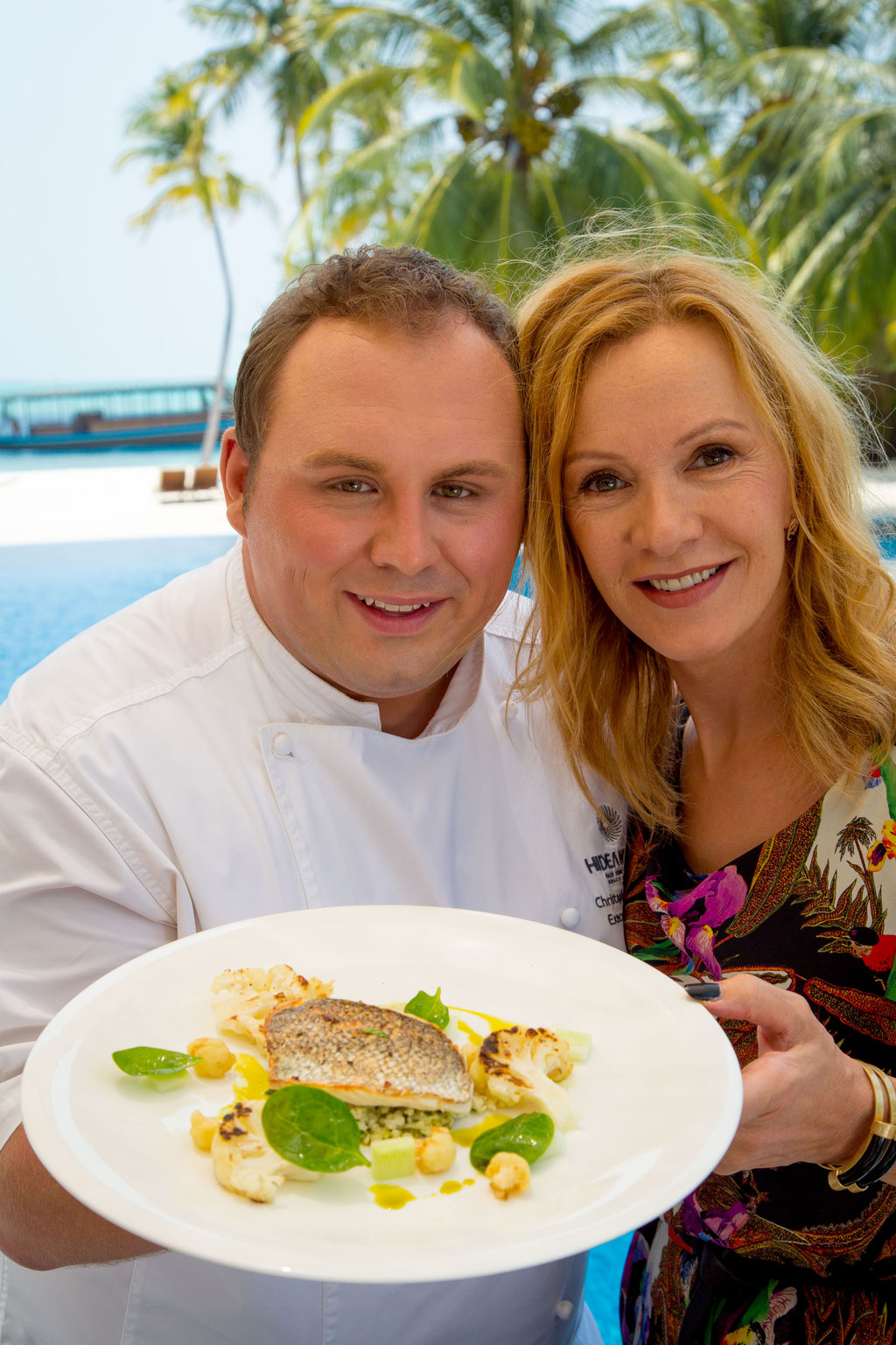 Fashion Shooting & Cooking Session by Michelin Chef Christoph Pentzin with German Actress Katja Flint at Hideaway Beach Resort & Spa