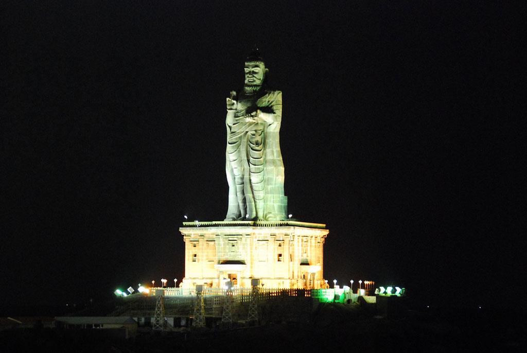 Kanyakumari 10.01.2012: Thiruvalluvar Memorial at night.