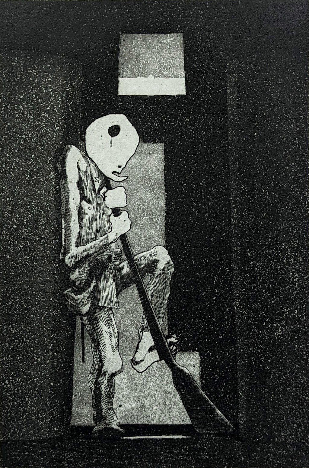 Elegy for a New Conscript: Sentinel / etching, aquatint / 23.8×16.2cm / 1954　「初年兵哀歌 （歩哨）」エッチング・アクアチント / Image: Courtesy HIRO GALLERY