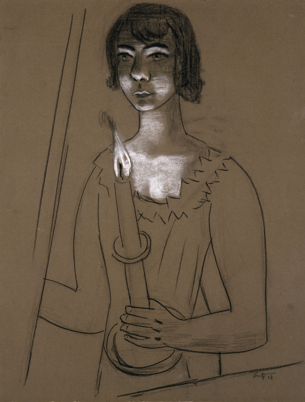 Max Beckmann (1884–1950) Quappi mit Kerze, 1928 Schwarze Kreide und weiße Gouache 628 × 488 mm Kunstmuseum Basel, Kupferstichkabinett, Ankauf 1928 Foto: Kunstmuseum Basel