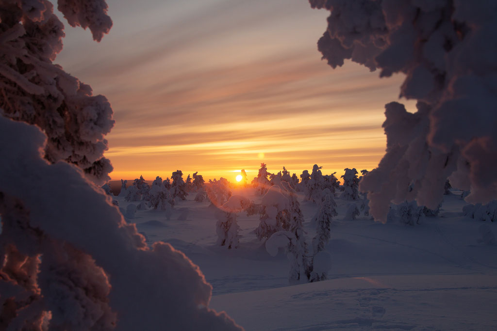 Riisitunturi, coucher de soleil, Kuusamo, ALBUM PHOTO LAPONIE.