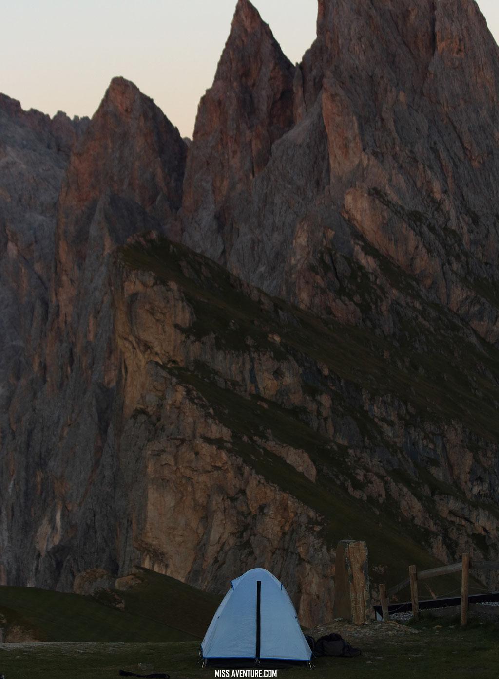 Dernier bivouac dans les Dolomites.