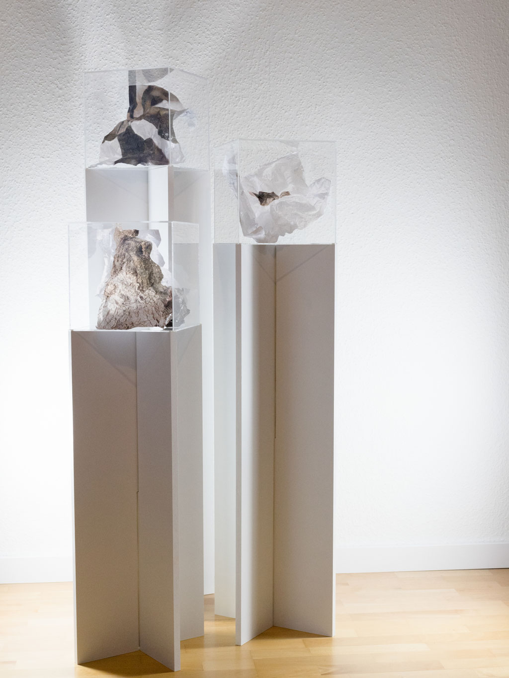'Kunststoffplastik II', 2022. #1, #2 and #3, each, object of photographs in plastic cubes, 250 x 250 x 250 mm (unique)