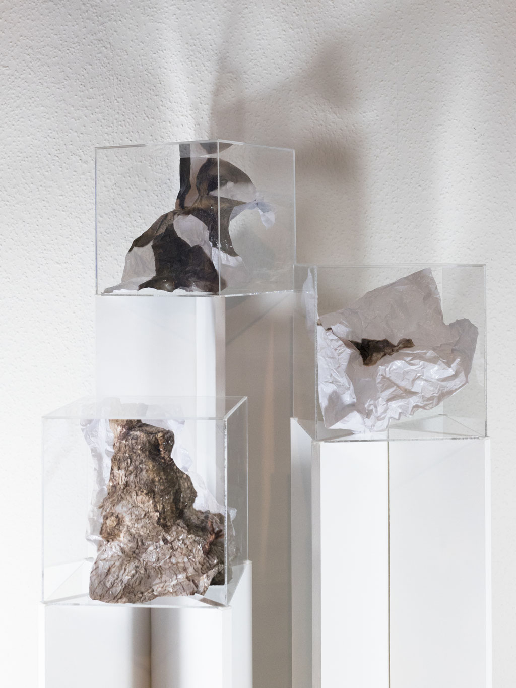 'Kunststoffplastik II', 2022. #1, #2 and #3, each, object of photographs in plastic cubes, 250 x 250 x 250 mm (unique)