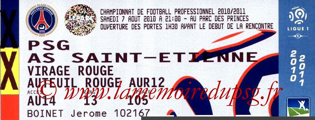 Tickets PSG-Saint Etienne  2008-09