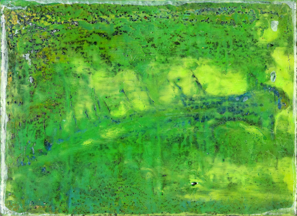 Der Urschwimmer - 2022 (acrylic & mixed media on wood - 13 x 18 x 3) - photo: Chris Gebhart [enquire for price / Preis auf Anfrage]