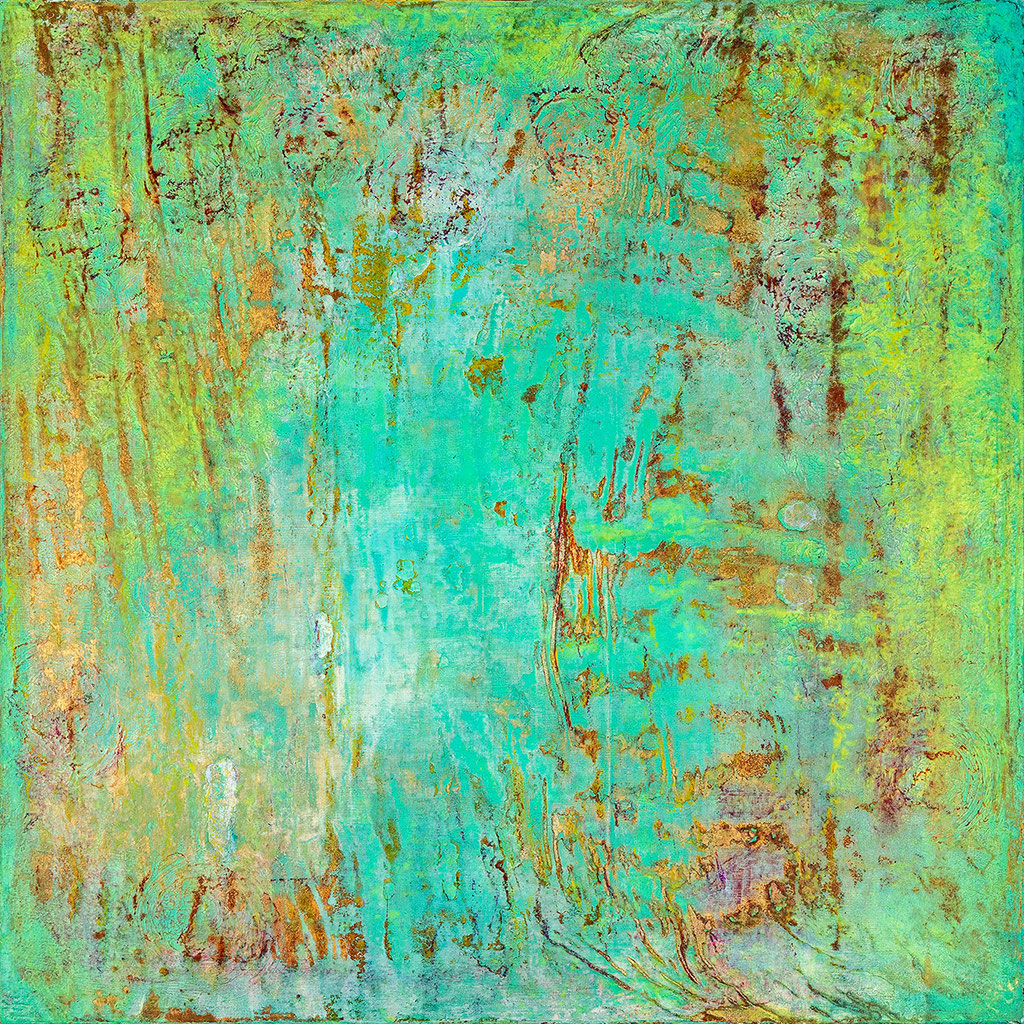 Fundstück VII - Liberty - 2025 (acrylic & mixed media on wood - 40 x 40 x 2) - photo: Chris Gebhart [enquire for price / Preis auf Anfrage]