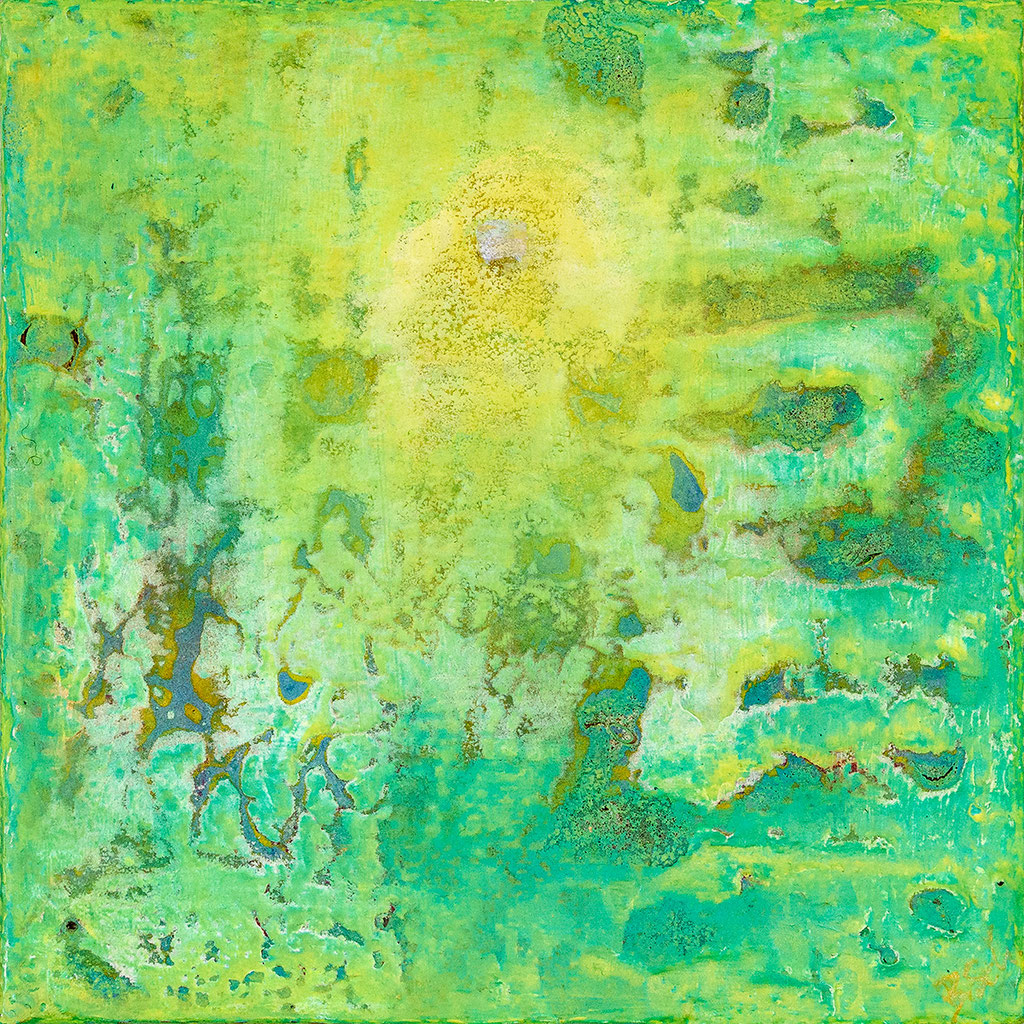 Fundstück IX - Gentle - 2025 (acrylic & mixed media on wood - 20 x 20 x 3) - photo: Chris Gebhart [enquire for price / Preis auf Anfrage]