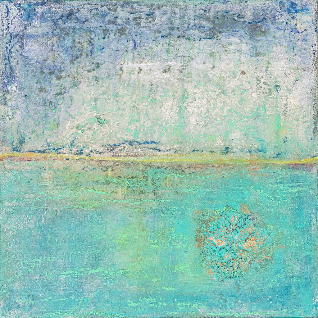 Cool Air - 2026 (acrylic, wax & mixed media on wood - 20 x 20 x 2) - photo: Chris Gebhart [sold / verkauft]