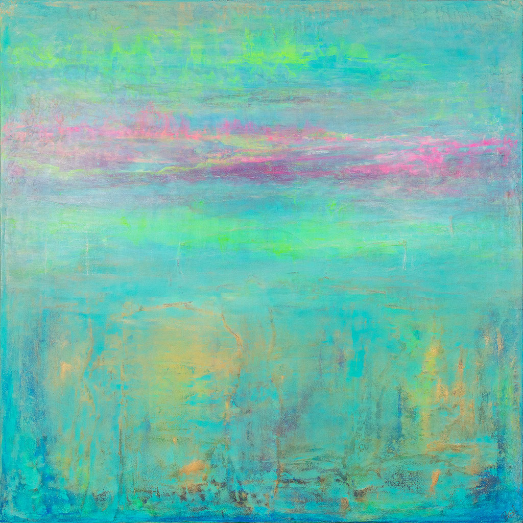 Flow - 2025 (acrylic & mixed media on canvas - 100 x 100 x 4) - photo: Chris Gebhart [enquire for price / Preis auf Anfrage]