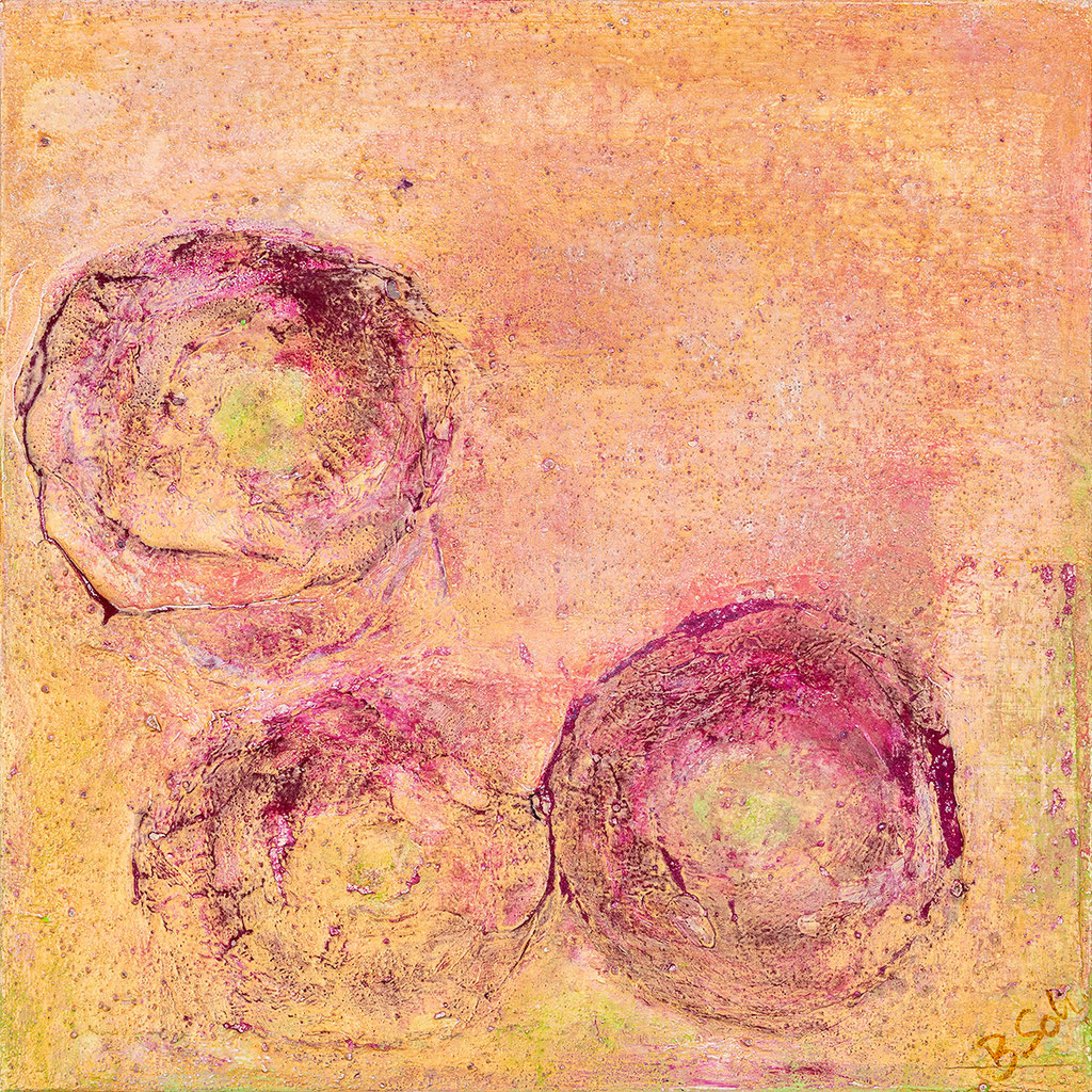 Blütezeit - 2025 (acrylic & mixed media on wood - 30 x 30 x 3) - photo: Chris Gebhart [enquire for price / Preis auf Anfrage]