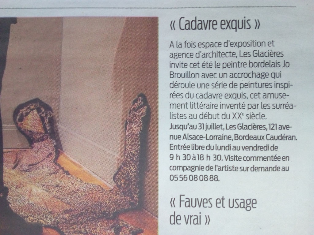 SUD OUEST, Sortir en Gironde, Vendredi 26 Mai 2017, "Cadavre Exquis"