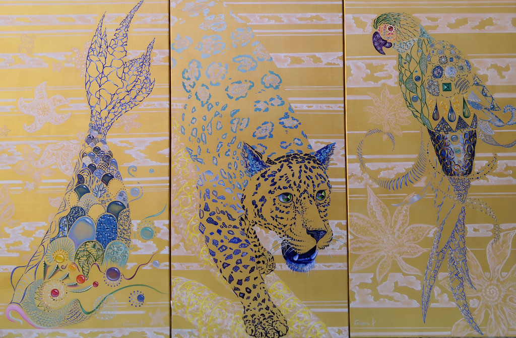 Trio doré 3x(100x50), vendu