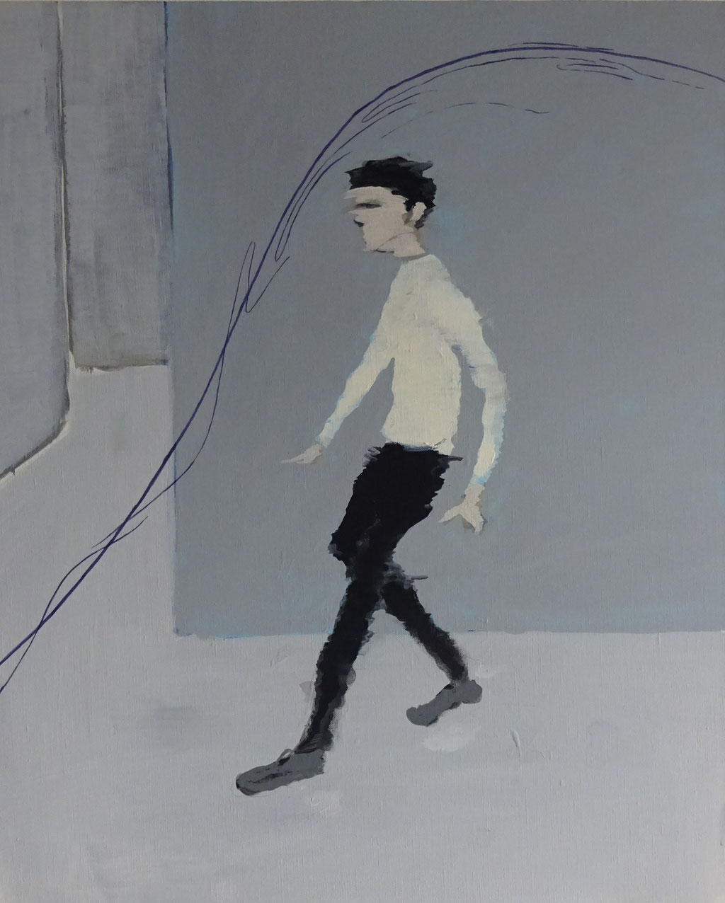 airprocess　man move #3 ,  acrylic on canvas  with sai 652×530mm 2023