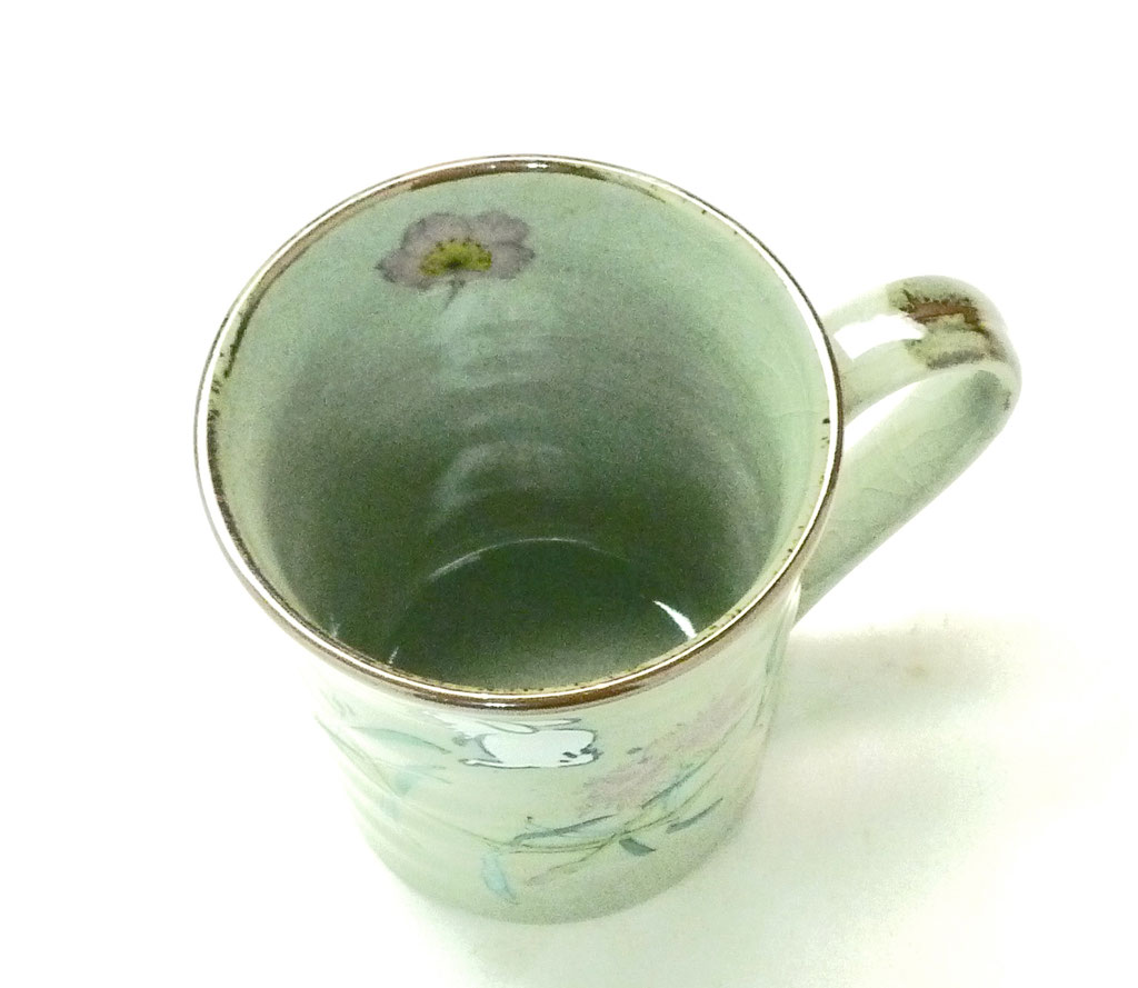 九谷焼通販 マグカップ マグ 白兎なでしこ＆ソメイヨシノ 中裏絵 上からの図