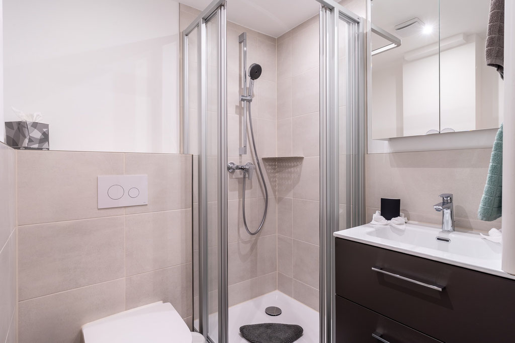 Badezimmer mit Dusche und WC
