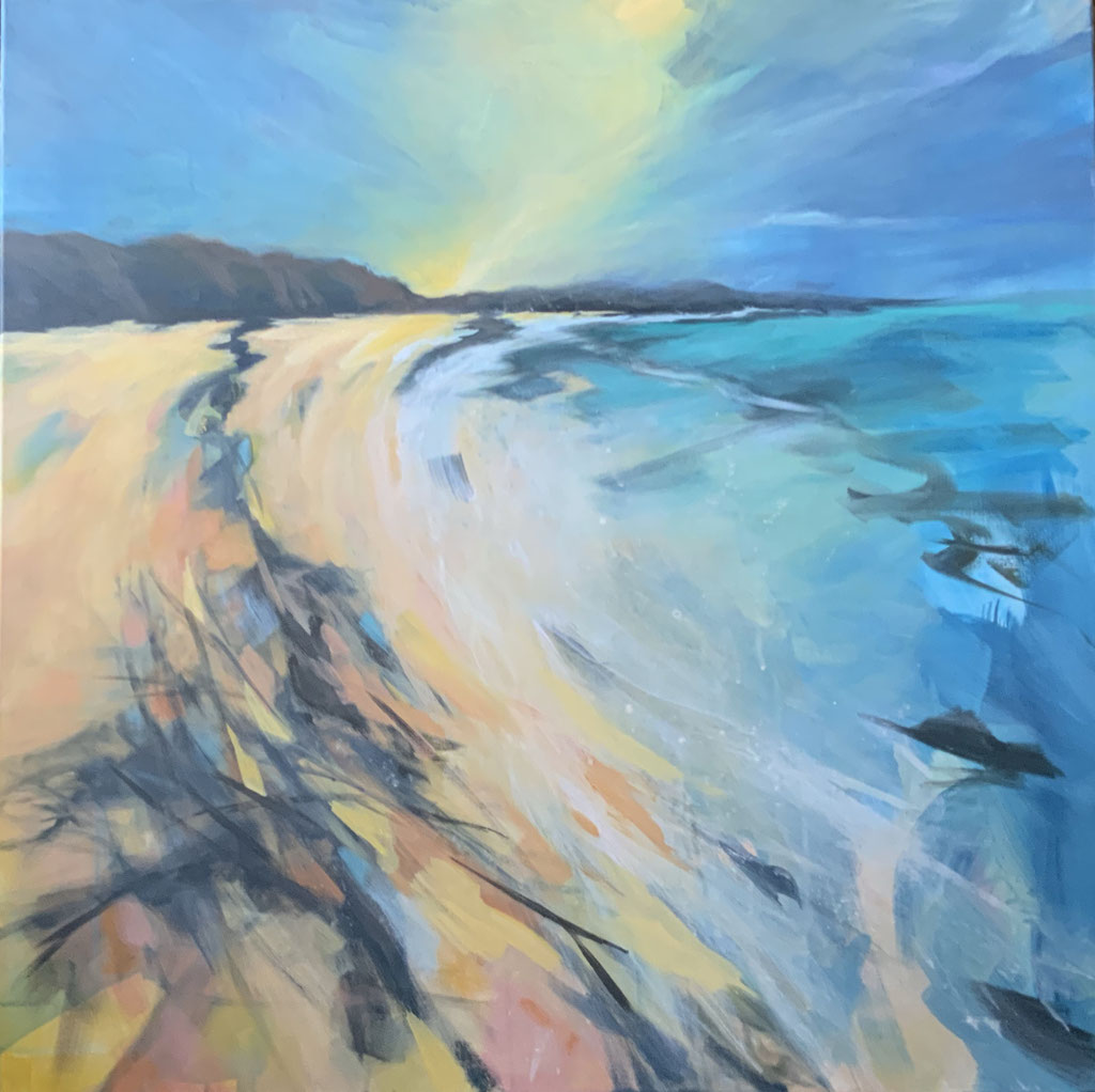 Astrid Krömer, Küstenlicht, Acryl auf Leinwand, 2025, 80x80 cm