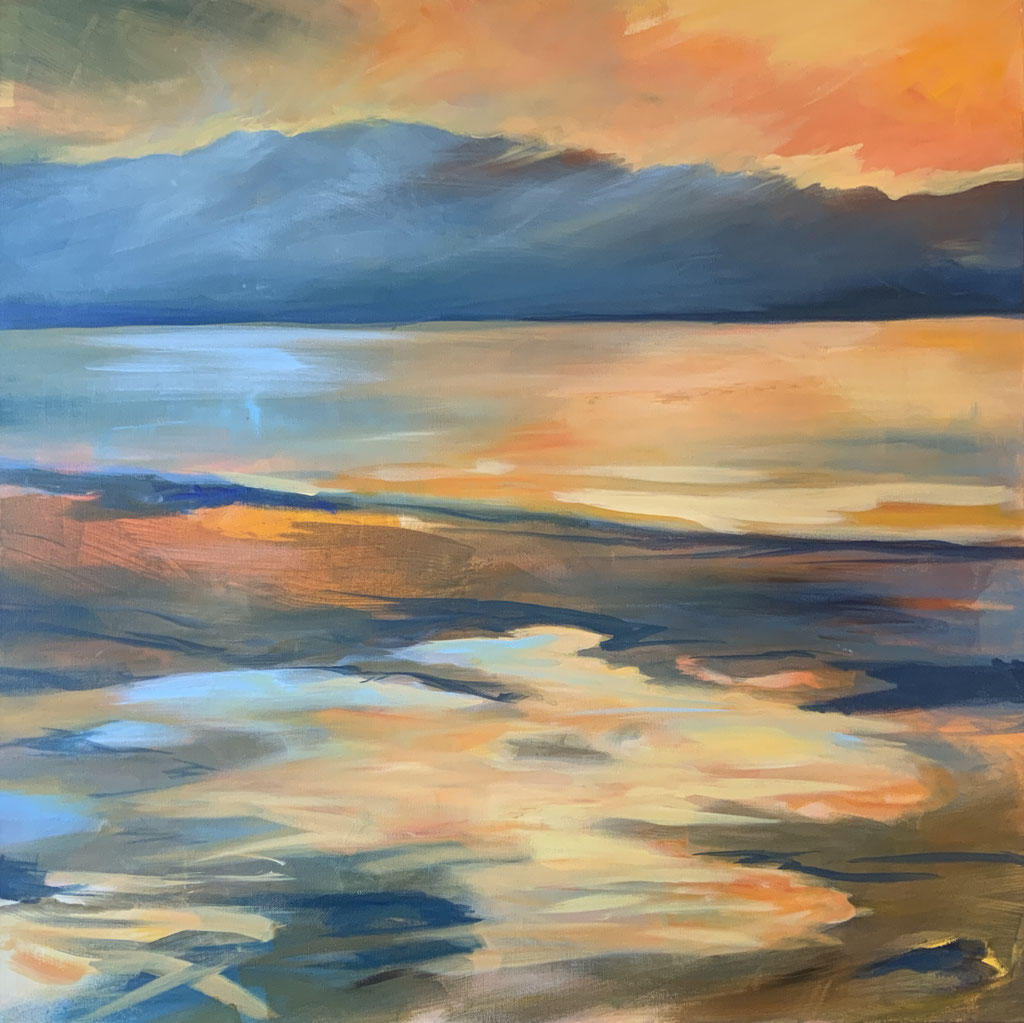 Astrid Krömer, Spiegelung des Lichts, Acryl auf Leinwand, 2025, 80x80 cm