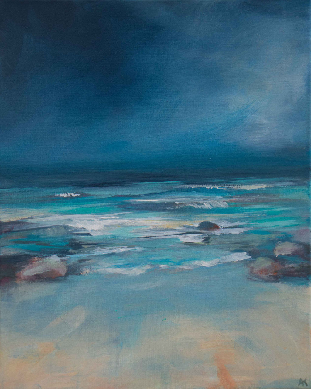 Astrid Krömer Malerei,Meeresrauschen, Acryl auf Leinwand, 2024, 50x40 cm