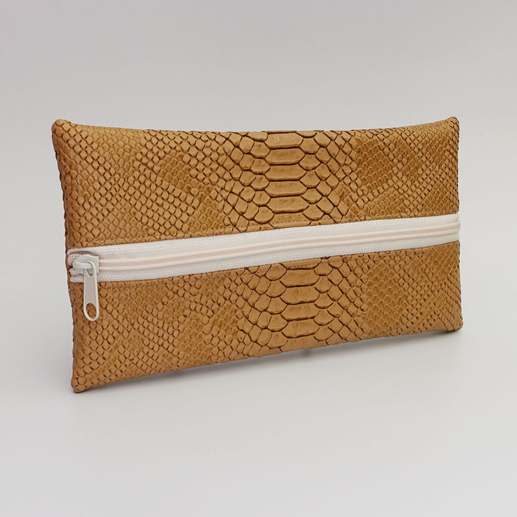 Trousse dragon caramel, zip nylon beige