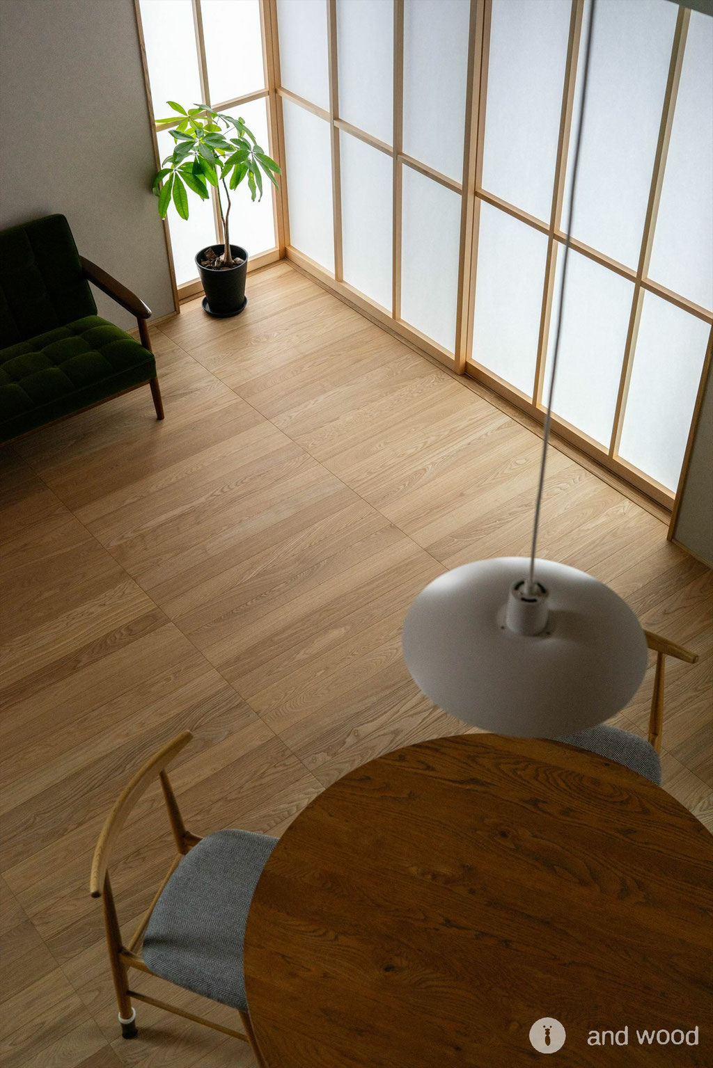 タモ 90幅 フローリング すだれ張り 戸建 新築 アンドウッド 施工例 andwood アンドウッド 6