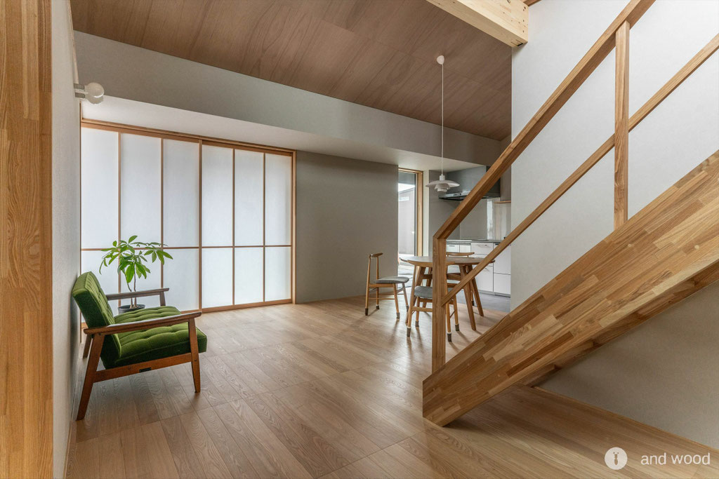 タモ 90幅 フローリング すだれ張り 戸建 新築 アンドウッド 施工例 andwood アンドウッド 2