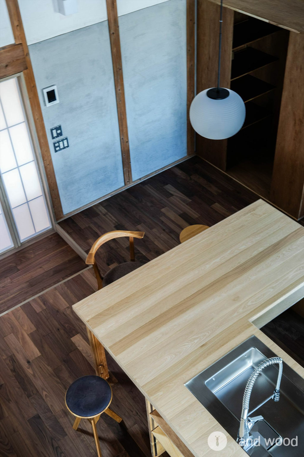 アメリカン ブラック ウォールナット フローリング 幅細 プライウッド andwood アンドウッド 施工例 倉 リノベ 6