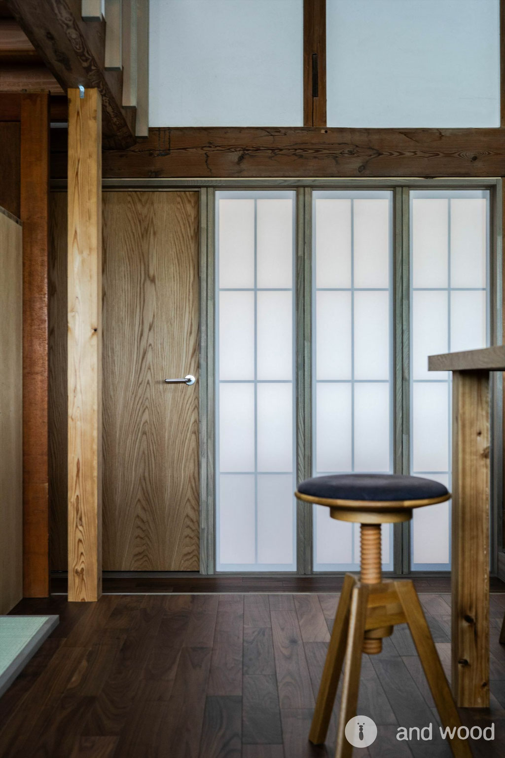 アメリカン ブラック ウォールナット フローリング 幅細 プライウッド andwood アンドウッド 施工例 倉 リノベ 3