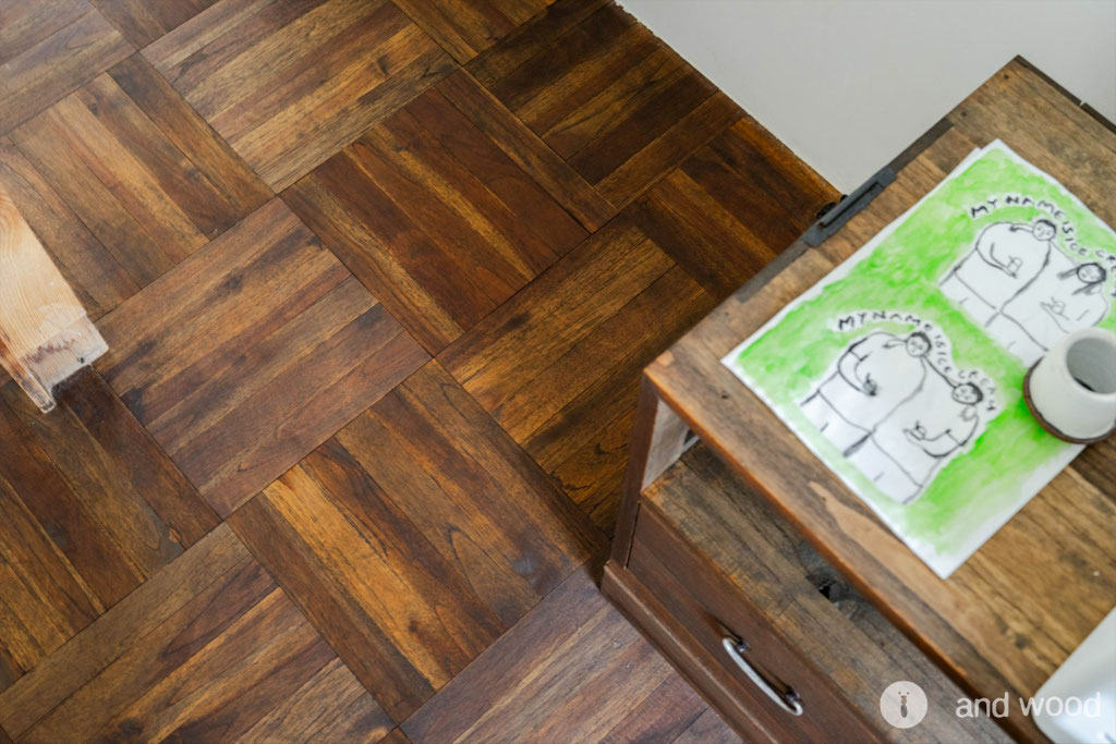  チーク パーケット フローリング 施工例 面無し 6P 着色 アンドウッド andwood 施工例 3