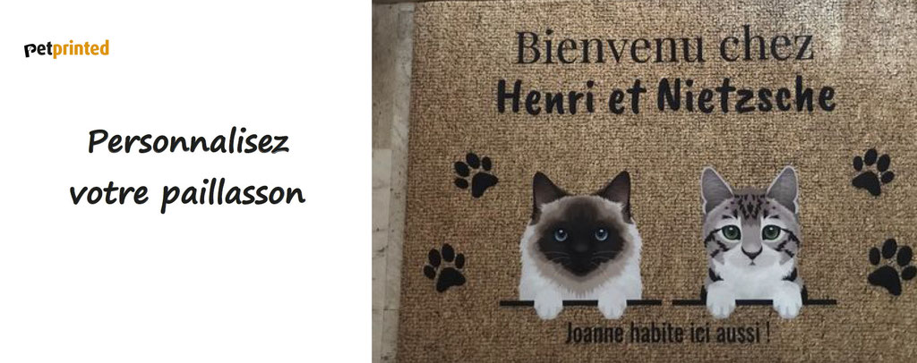 petprinted, personnalisez vos paillassons, plaques de portes, mugs, à l'effigie de vos animaux.