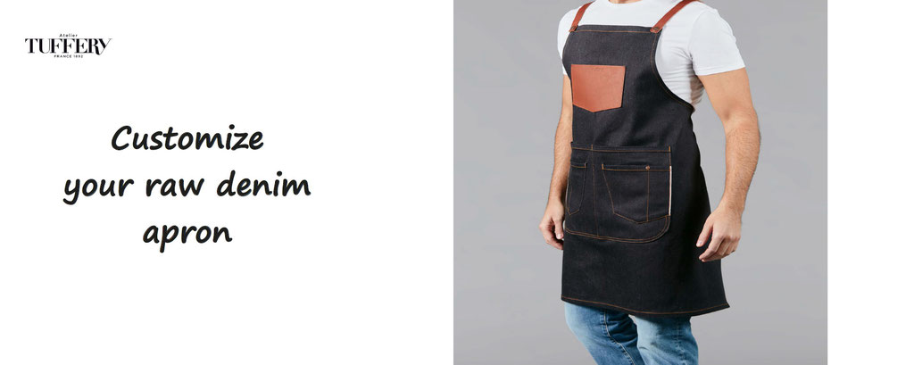 customize your raw denim apron, made in france, atlier Tuffery - custom - personalize
