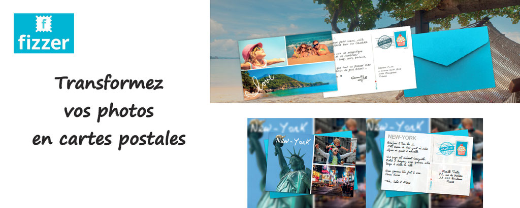 Personnalisation de cartes postales : envoyez vos photos, écrivez votre messages, et la carte postale est expédiée